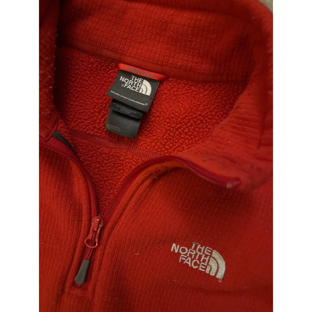 The North Face Mens TKA 100 Glacier Quarter Zip Fleece Pullover Red Medium